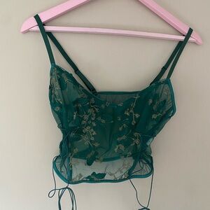 2 piece Elegant Green Embroidered Camisole and panty